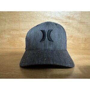 Hurley L-XL Gray Fitted Flexfit Hat Cap‎ Mens